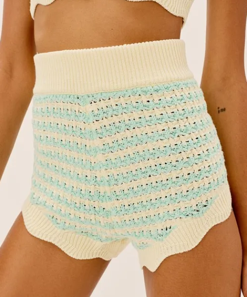 For Love & Lemons Shorts>For Love & Lemons Lizzy Stripe Knit Short Mint