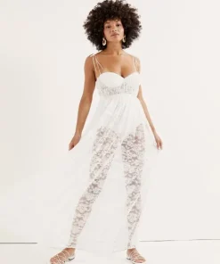 For Love & Lemons Dresses>For Love & Lemons Lorena Maxi Dress White Lace