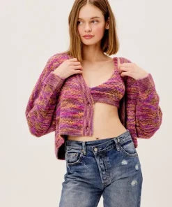 For Love & Lemons Knits>For Love & Lemons Maude Cardigan Magenta