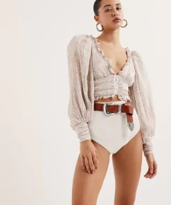 For Love & Lemons Tops>For Love & Lemons Natalie Crop Top Ivory