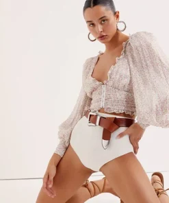 For Love & Lemons Tops>For Love & Lemons Natalie Crop Top Ivory