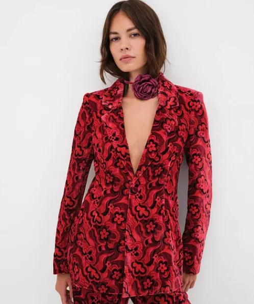 For Love & Lemons Jackets>For Love & Lemons Penny Blazer Red