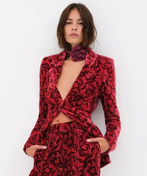 For Love & Lemons Jackets>For Love & Lemons Penny Blazer Red