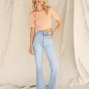 For Love & Lemons Knits | Tops>For Love & Lemons Phoebe Pointelle Polo Sweater Sherbert