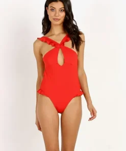 For Love & Lemons One Pieces>For Love & Lemons Rodeo Keyhole One Piece Flame