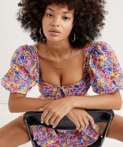 For Love & Lemons Dresses>For Love & Lemons Sasha Mini Dress Blue Dizzy Floral