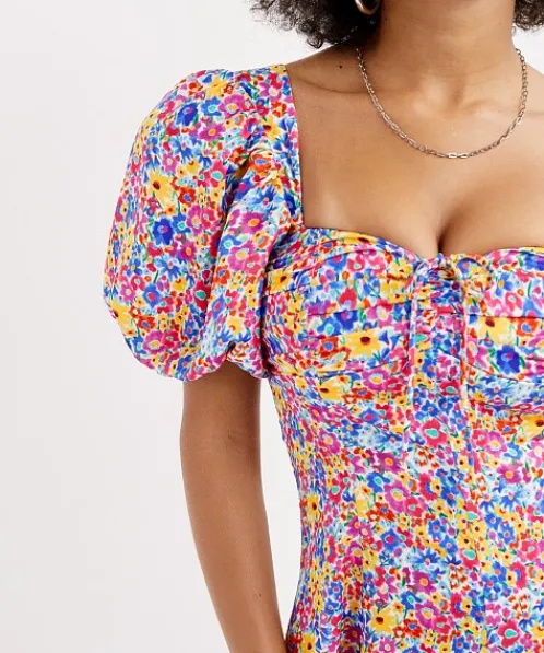 For Love & Lemons Dresses>For Love & Lemons Sasha Mini Dress Blue Dizzy Floral