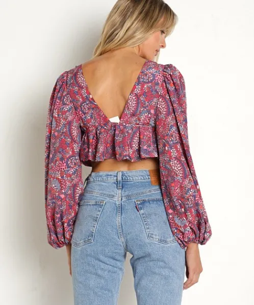 For Love & Lemons Tops>For Love & Lemons Tonya Crop Top