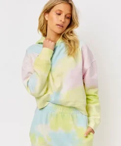Frankie's Bikinis Knits>Burl Sweatshirt Rainbow Tie Dye