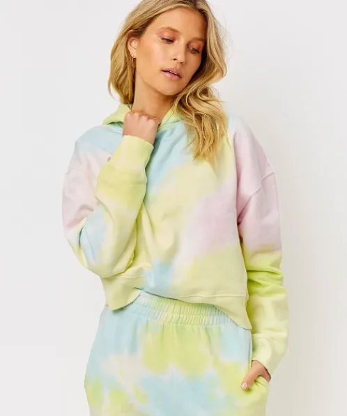 Frankie's Bikinis Knits>Burl Sweatshirt Rainbow Tie Dye