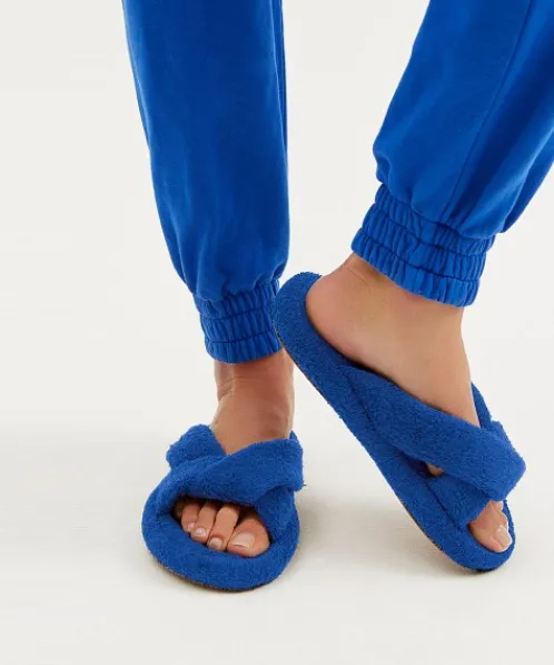 Frankie's Bikinis Slippers>Juna Terry Slide Slipper Pacific