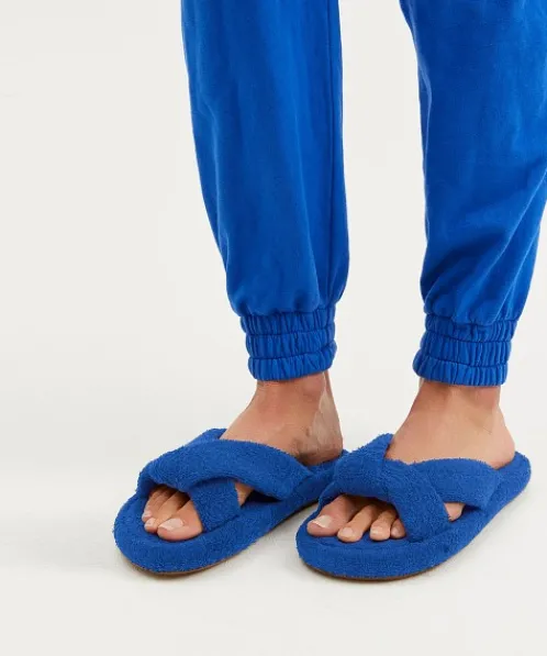 Frankie's Bikinis Slippers>Juna Terry Slide Slipper Pacific
