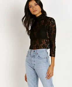 Hot As Hell Tops>Lace Crop Noir