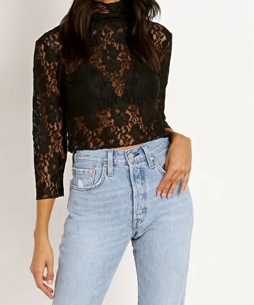 Hot As Hell Tops>Lace Crop Noir