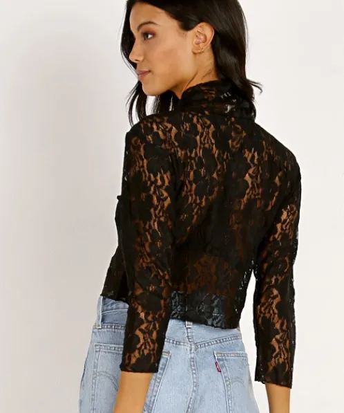 Hot As Hell Tops>Lace Crop Noir