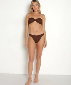 Hunza G Bikinis>Crinkle Jean Bikini Set Metallic Chocolate