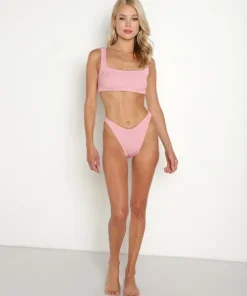 Hunza G Bikinis>Crinkle Xandra Bikini Metallic Dusty Pink