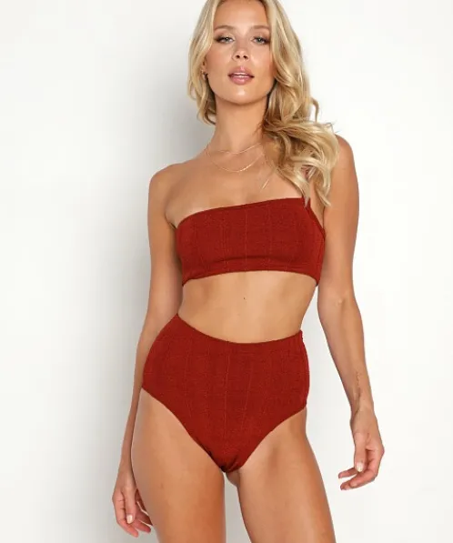 Hunza G Bikinis>Nile Maxime Bikini Set Metallic Chestnut