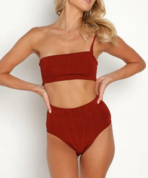 Hunza G Bikinis>Nile Maxime Bikini Set Metallic Chestnut