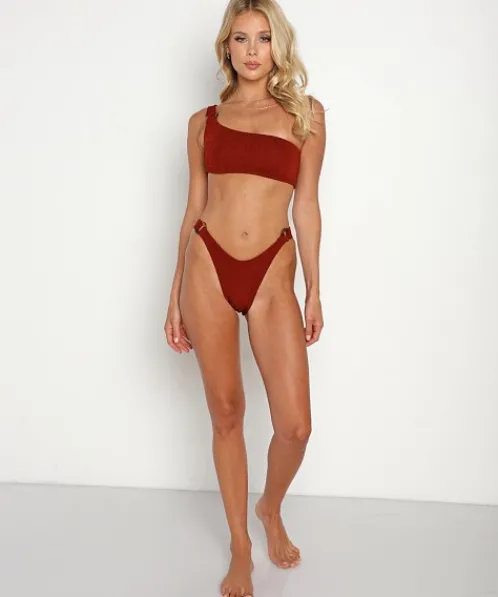 Hunza G Bikinis>Nile Zadie Bikini Set Metallic Chestnut