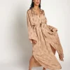 idle Robes>The Long Robe with Hair Tie Silky Nude Dot