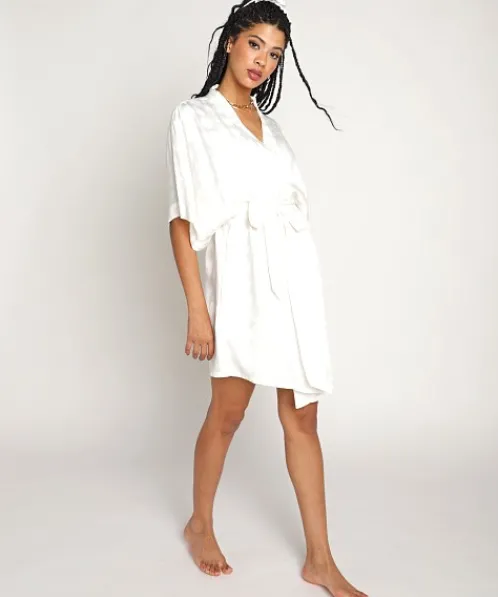 idle Robes>The Short Robe with Hair Tie Silky White