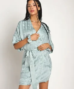 idle Robes>The Short Robe with Hair Tie Silky Mint