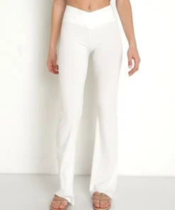 Indah Pants>Banks Solid Cross Band Bootleg Lounge Pant Ivory