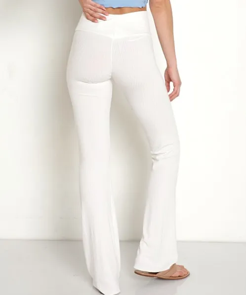 Indah Pants>Banks Solid Cross Band Bootleg Lounge Pant Ivory