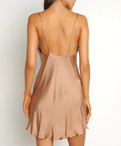 Indah Dresses>Bardot Mini Slip Dress Mocha