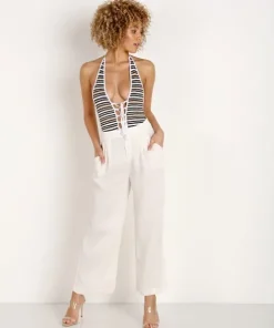 Indah One Pieces>Bondi Knit Lace Up One Piece Stripe