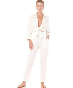 Indah Pants>Cypress Solid Simple Pant Ivory
