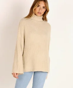 Indah Knits>Denali Oversize Turtleneck Bisque