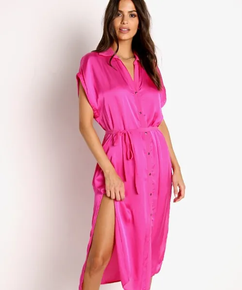 Indah Dresses>Element Button Front Shirt Dress Pink