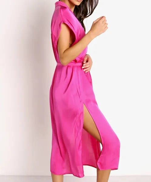 Indah Dresses>Element Button Front Shirt Dress Pink