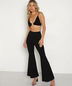 Indah Pants>Giselle Solid Bell Bottom Black