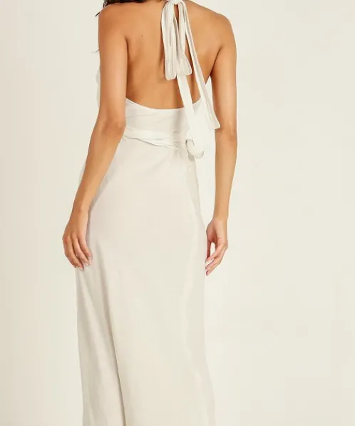 Indah Dresses>Juno Bias Wrap Dress Natural