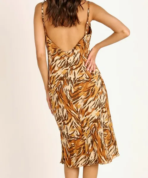 Indah Dresses>Montauk Cowl Neck Dress Ibex Animal