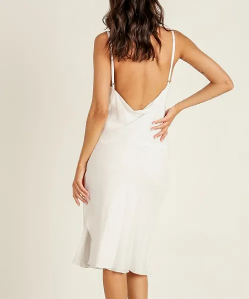 Indah Dresses>Montauk Cowl Neck Dress White