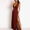 Indah Dresses>River Triangle Wrap Maxi Dress Port