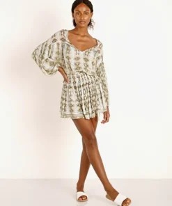 Indah Dresses>Sashi Blouson Mini Dress Water Viper