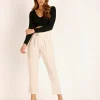 Indah Pants>Shadow Solid High Waist Trouser with Belt Opal