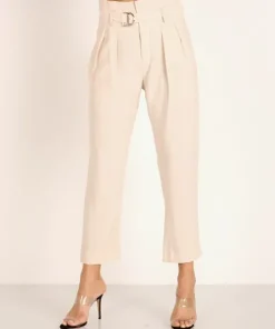 Indah Pants>Shadow Solid High Waist Trouser with Belt Opal