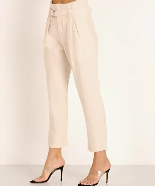 Indah Pants>Shadow Solid High Waist Trouser with Belt Opal