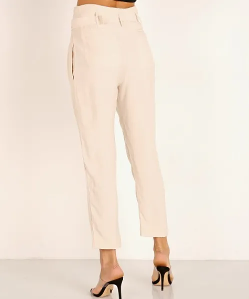Indah Pants>Shadow Solid High Waist Trouser with Belt Opal