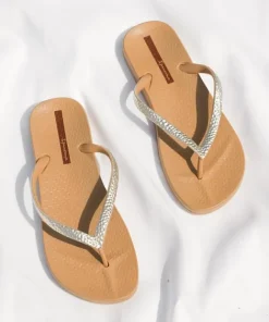 Ipanema Flip Flops | Sandals>Ana Flip Flops Metallic Beige Gold