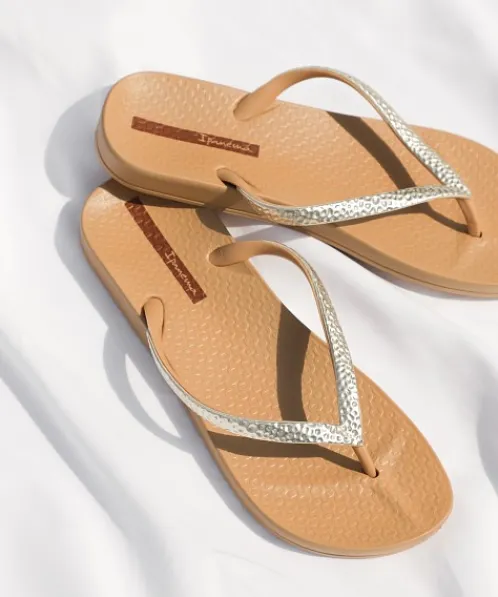 Ipanema Flip Flops | Sandals>Ana Flip Flops Metallic Beige Gold