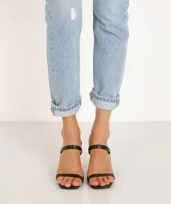 Jaggar Heels | Sandals>Two Strap Leather Heel Black