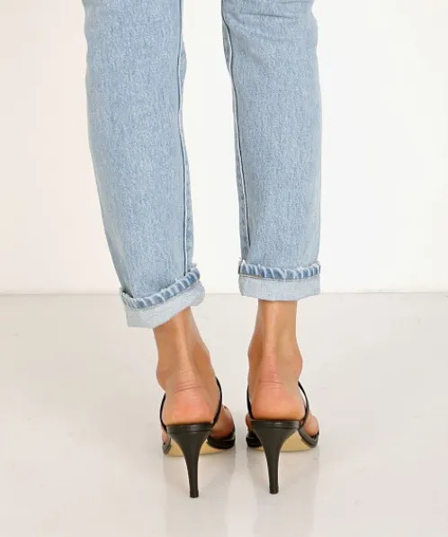 Jaggar Heels | Sandals>Two Strap Leather Heel Black