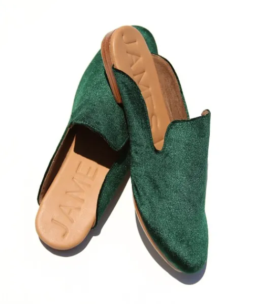 James Smith Flats>Street Slipper Verde Velvet